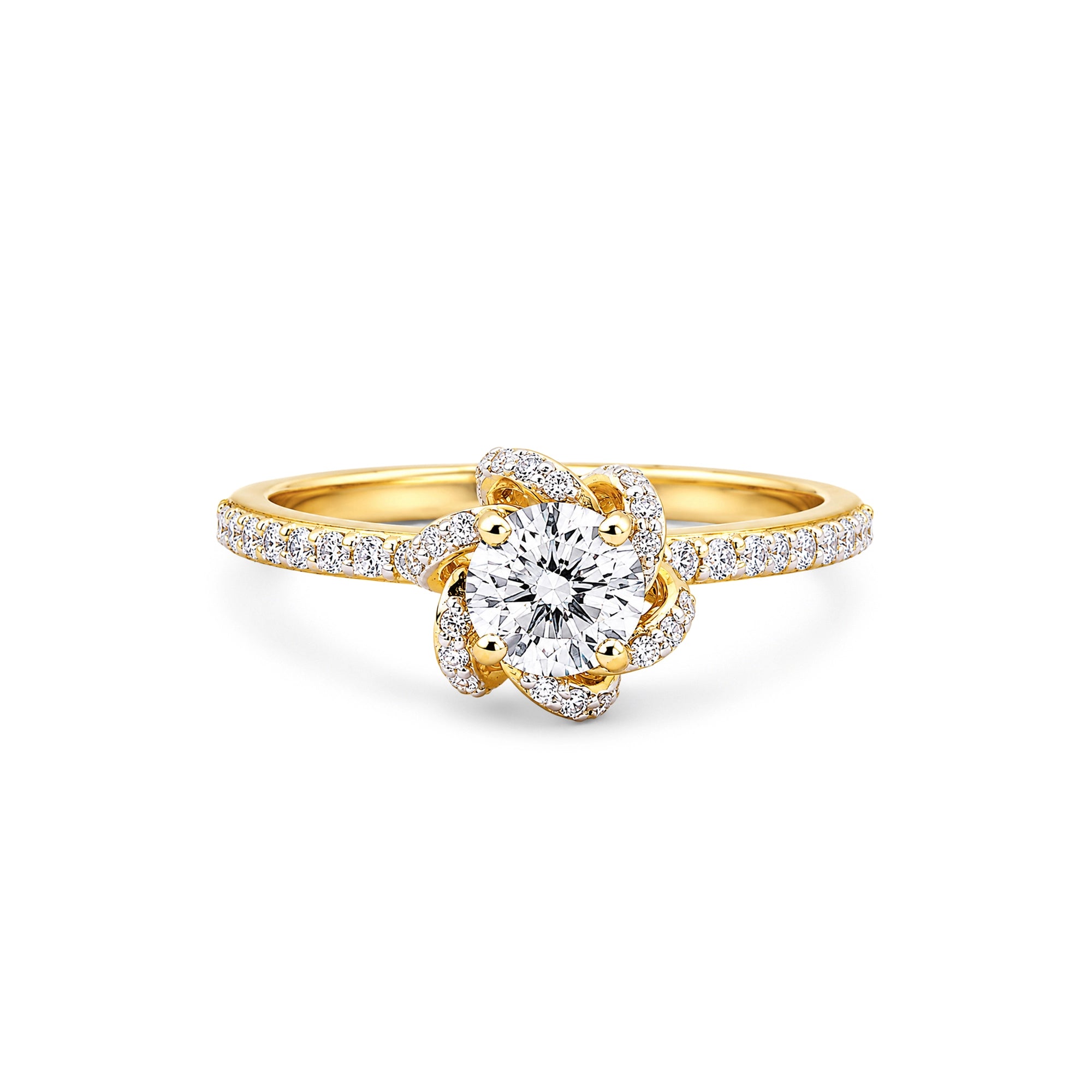 Round Brilliant Knot Halo Pavé Ring