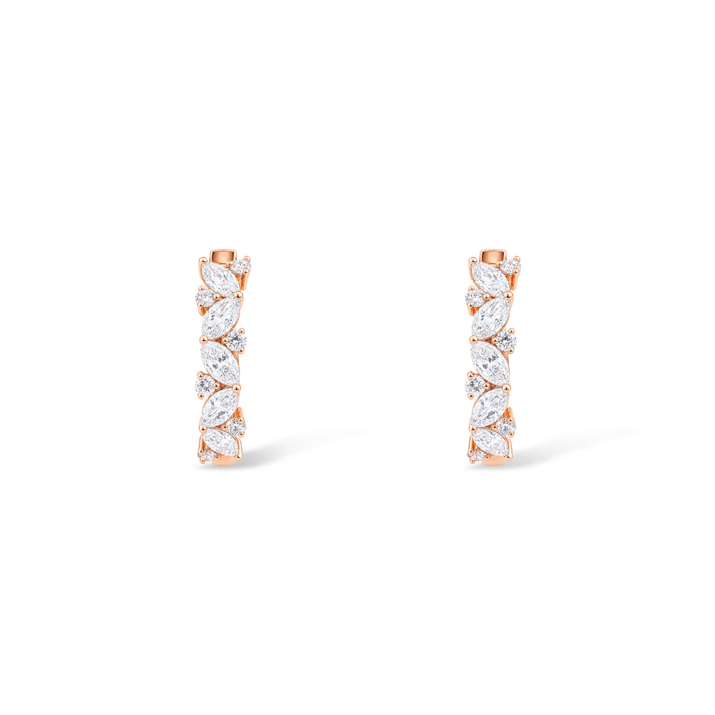 Marquise and Round Diamond Hoop Earrings