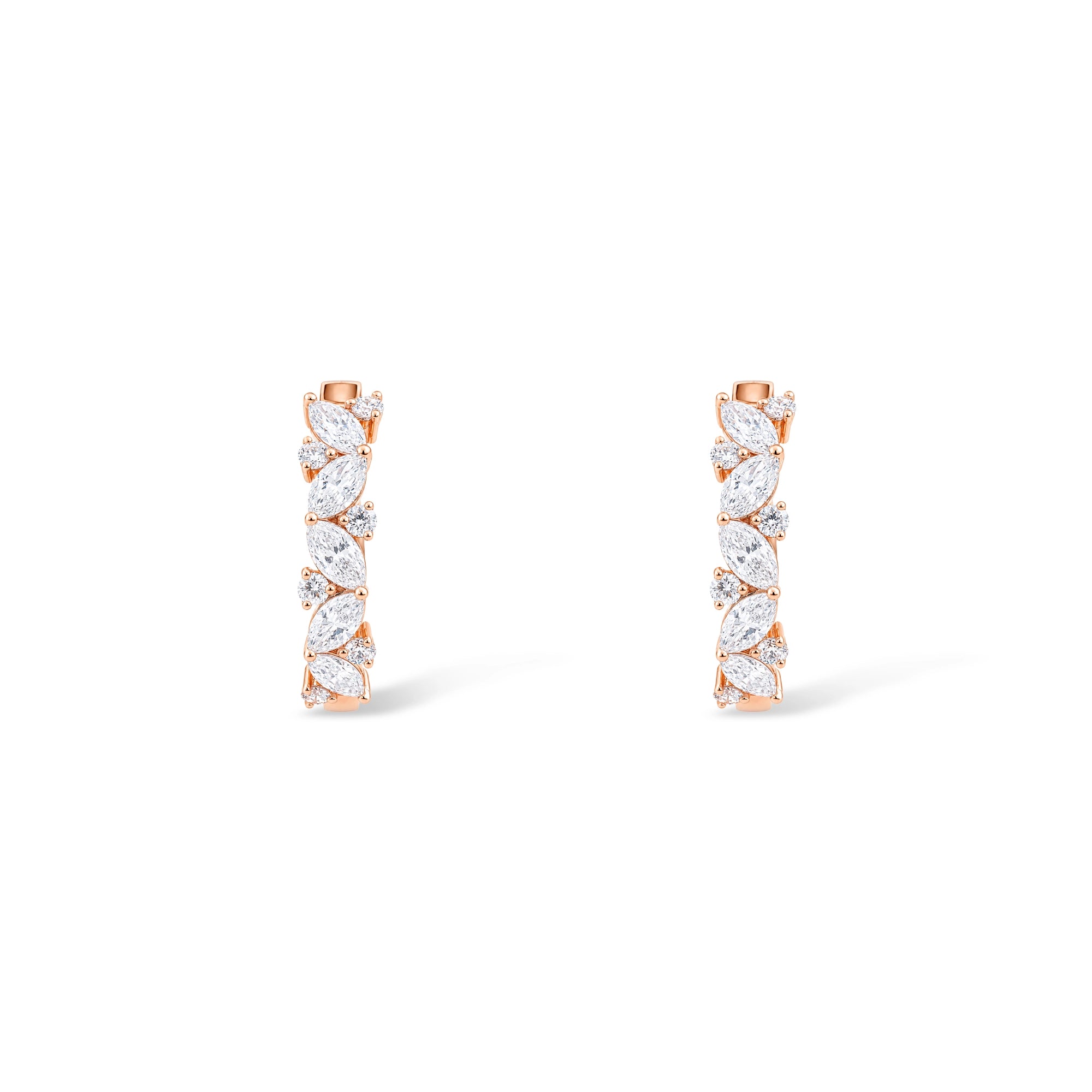 Marquise and Round Diamond Hoop Earrings