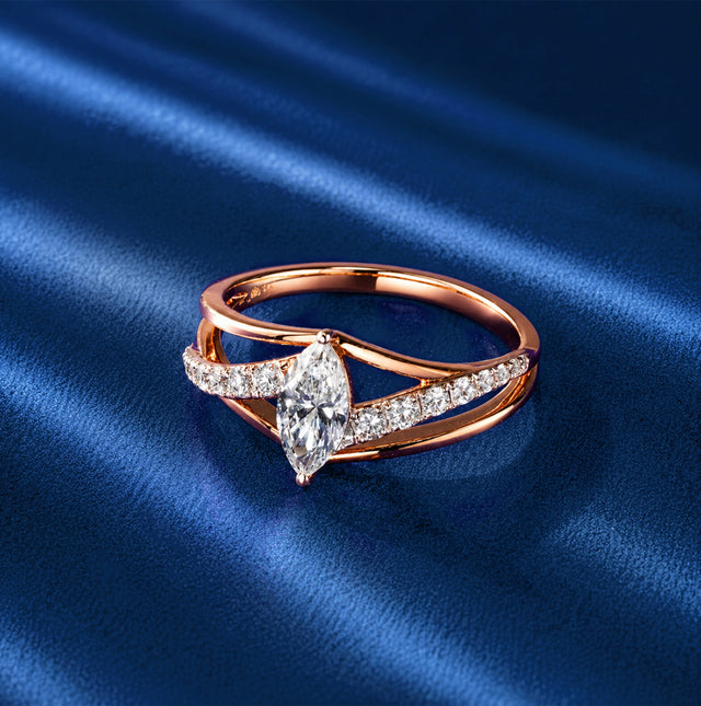 Marquise Cut Split Shank Pavé Ring