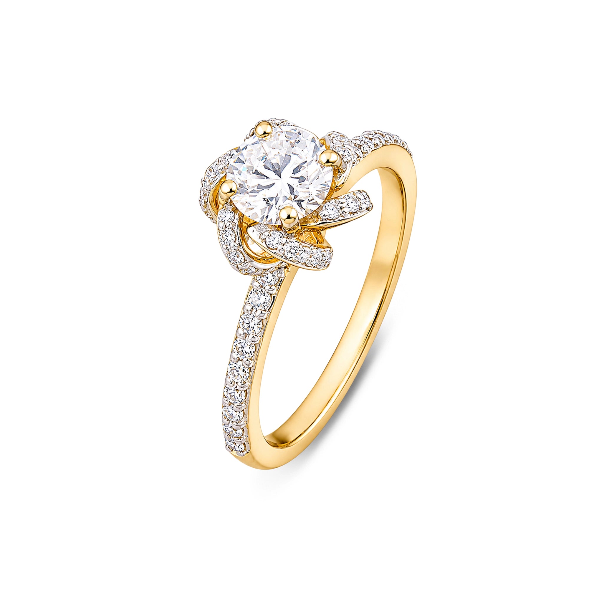Round Brilliant Knot Halo Pavé Ring