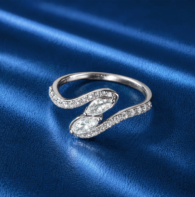 Marquise Cut Double Bypass Open Ring