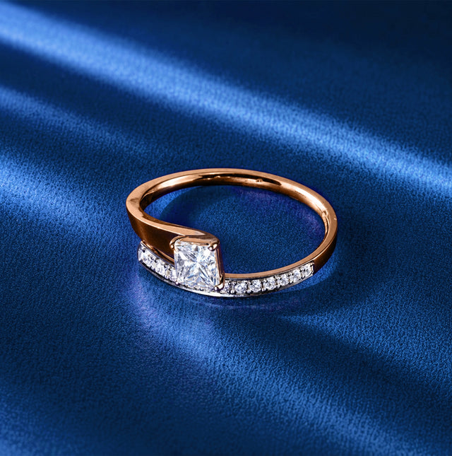 Princess Cut Bypass Pavé Accent Ring
