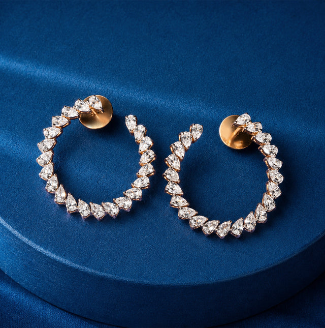 Pear Tennis Open Circle Hoop Earrings