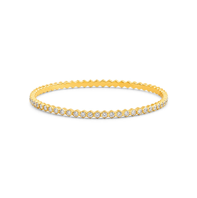 Hexagonal Link Diamond & Gold Bangle Duo