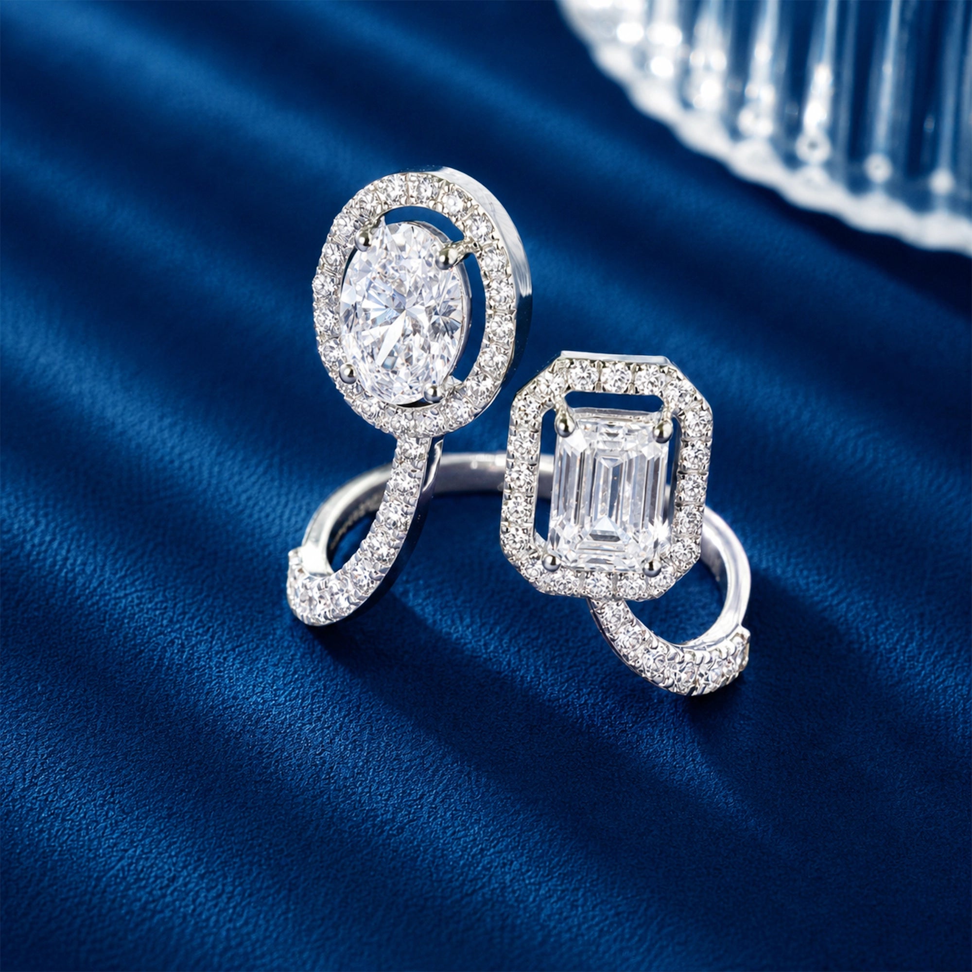 Oval and Emerald Cut Toi et Moi Ring, White Gold