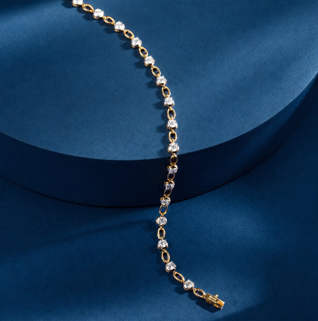 Round Brilliant Diamond Link Tennis Bracelet
