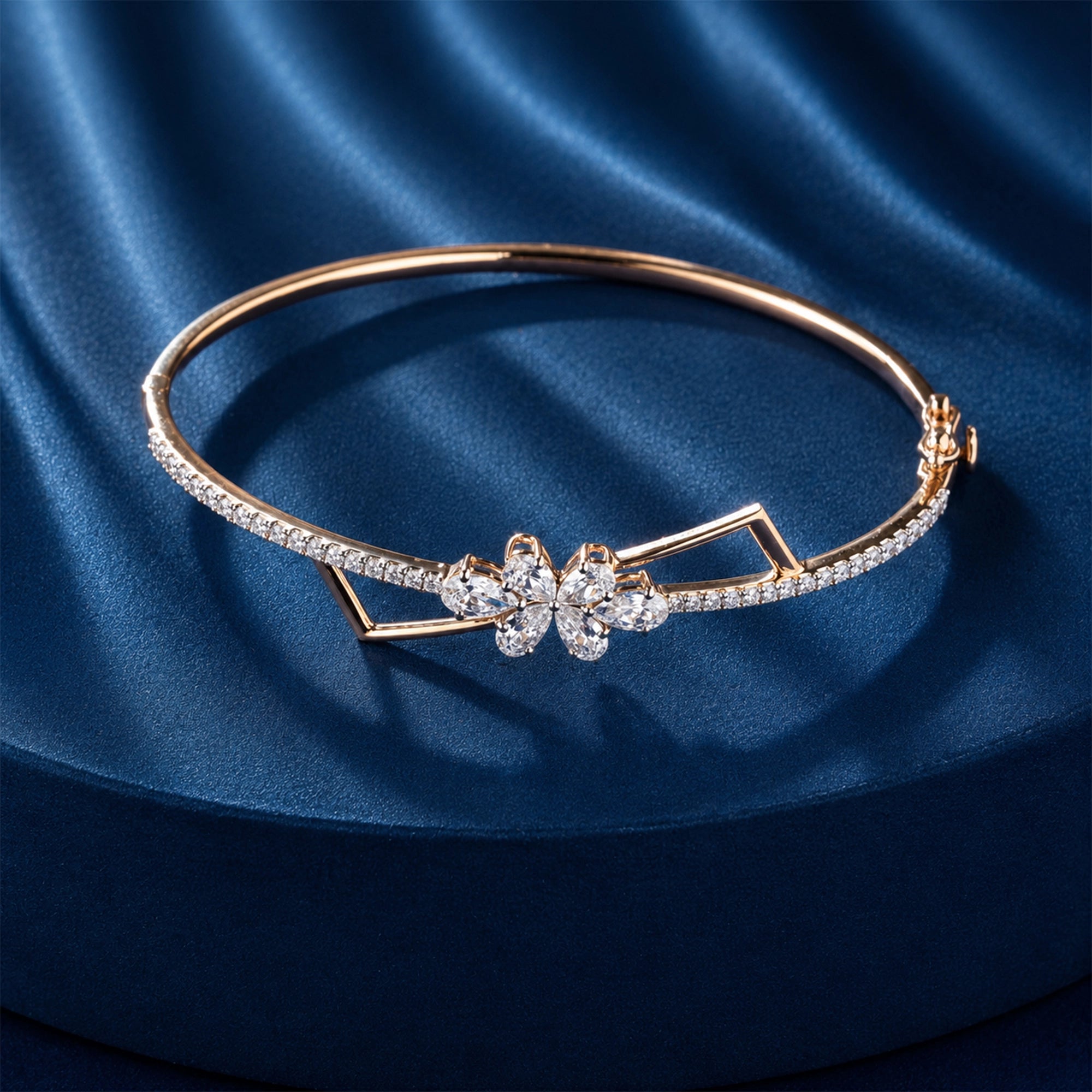 Geometric Pave Diamond Bangle