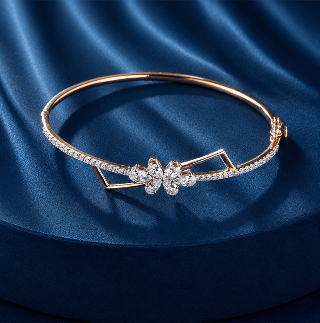 Geometric Pave Diamond Bangle