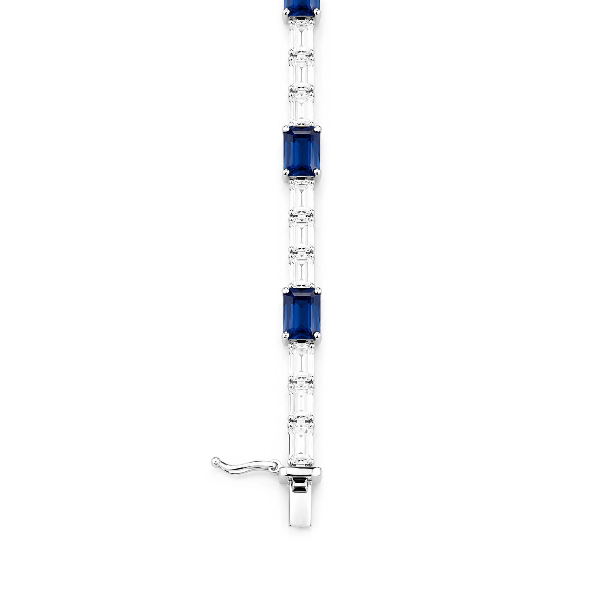 Sapphire and Emerald Cut Diamond Bracelet