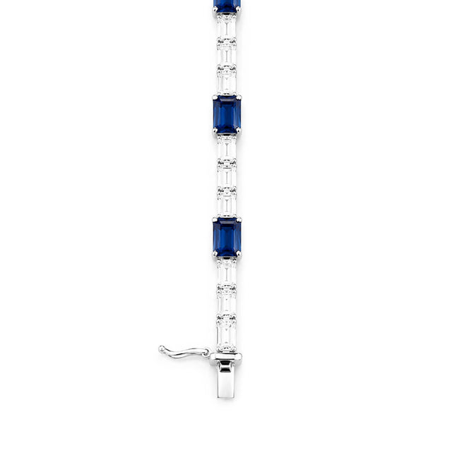 Sapphire and Emerald Cut Diamond Bracelet