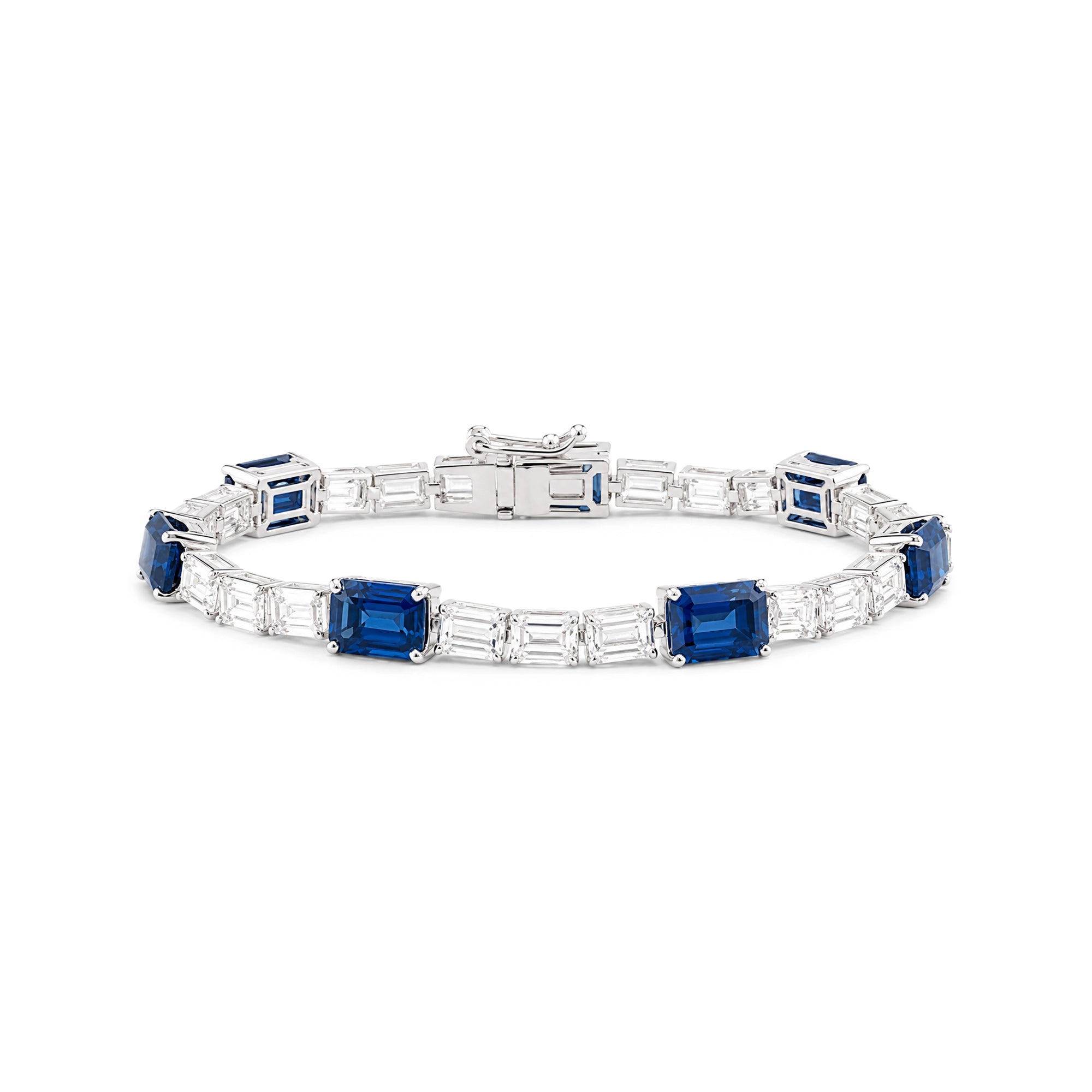 Sapphire and Emerald Cut Diamond Bracelet