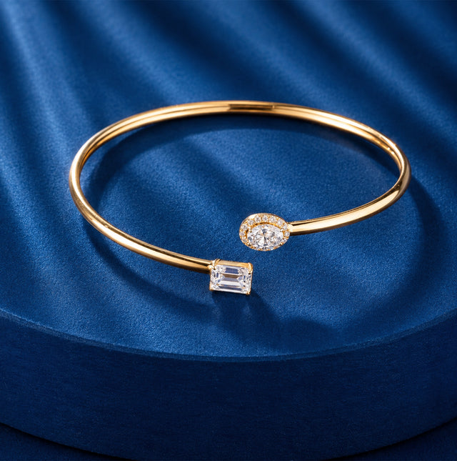 Two Stone Toi et Moi Gold Cuff