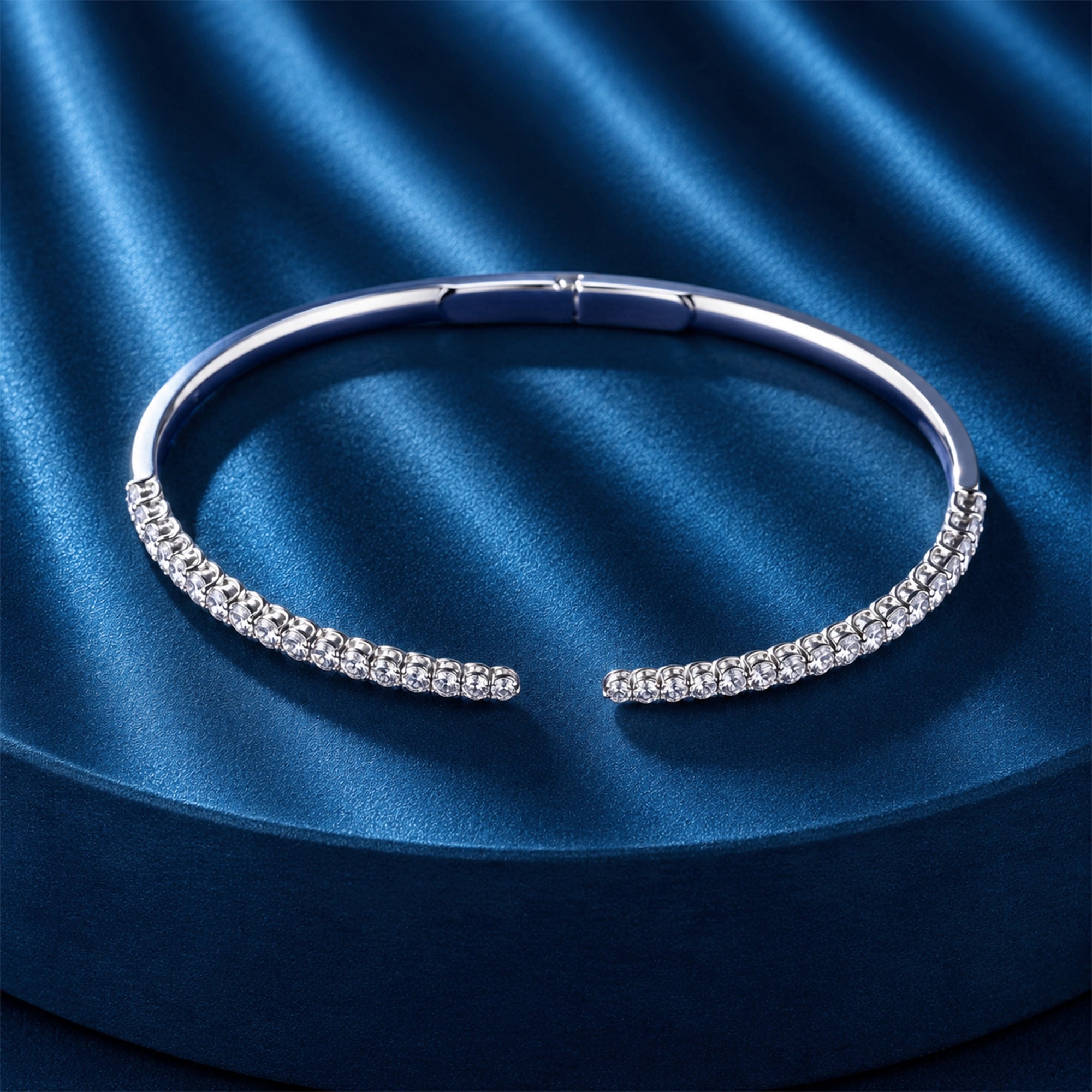 Curved Pave Diamond Open Cuff