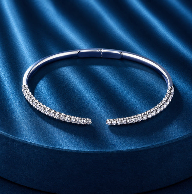 Curved Pave Diamond Open Cuff