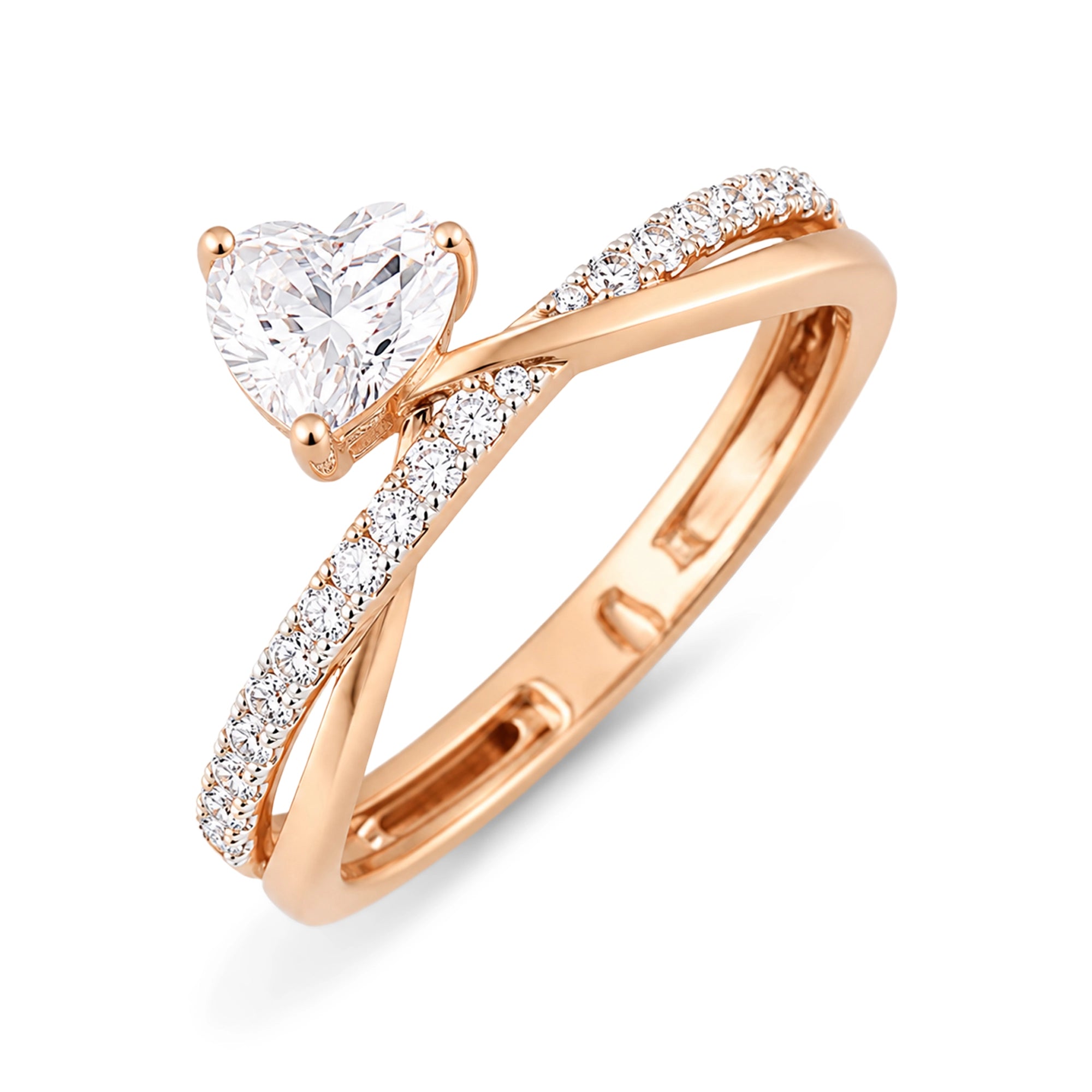 Trillion Cut Crossover Ring, Rose Gold