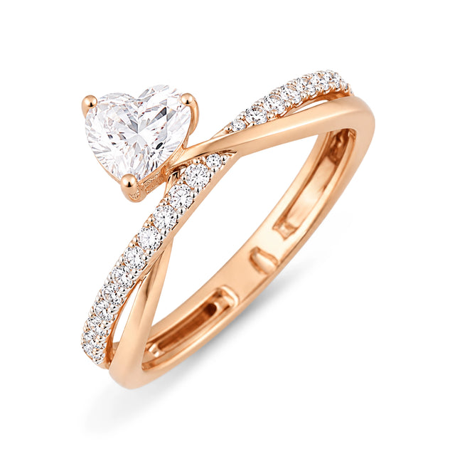 Trillion Cut Crossover Ring, Rose Gold