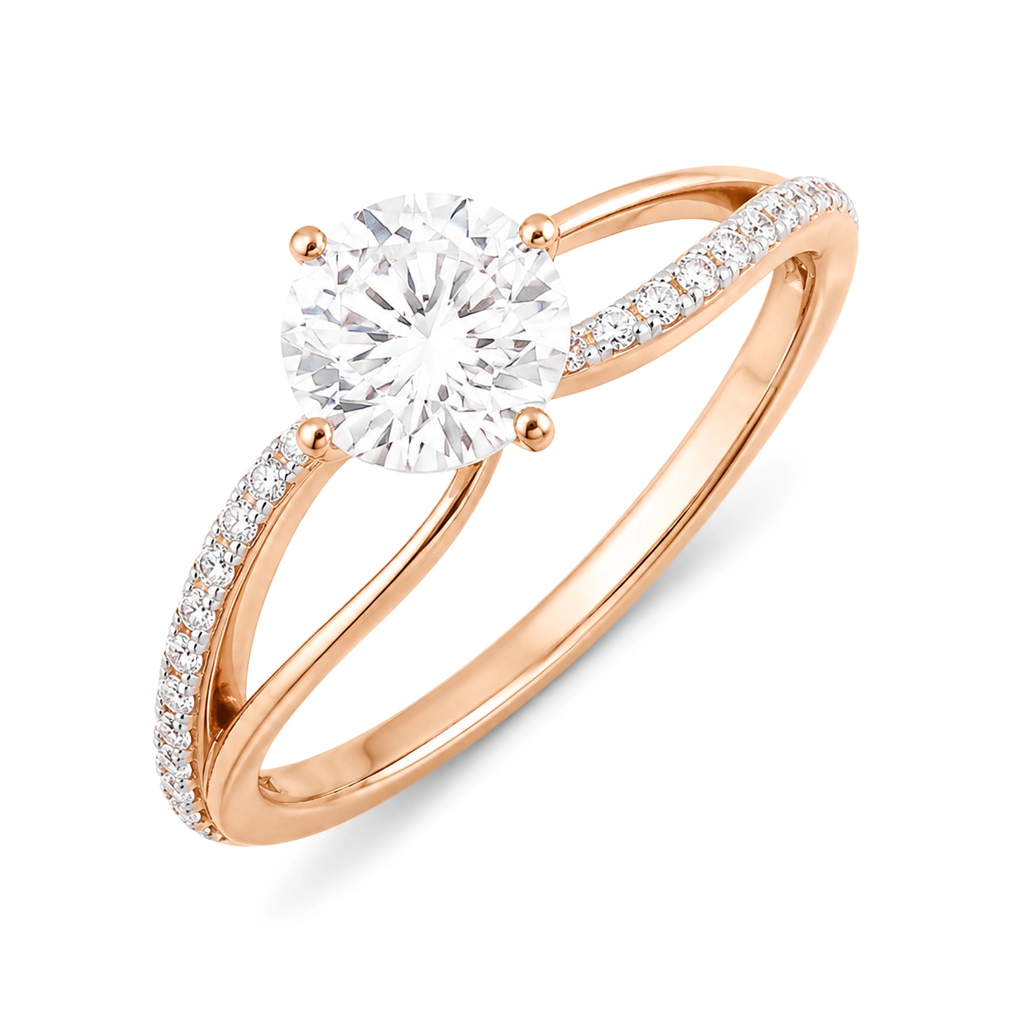Split Shank Solitaire Ring, Rose Gold
