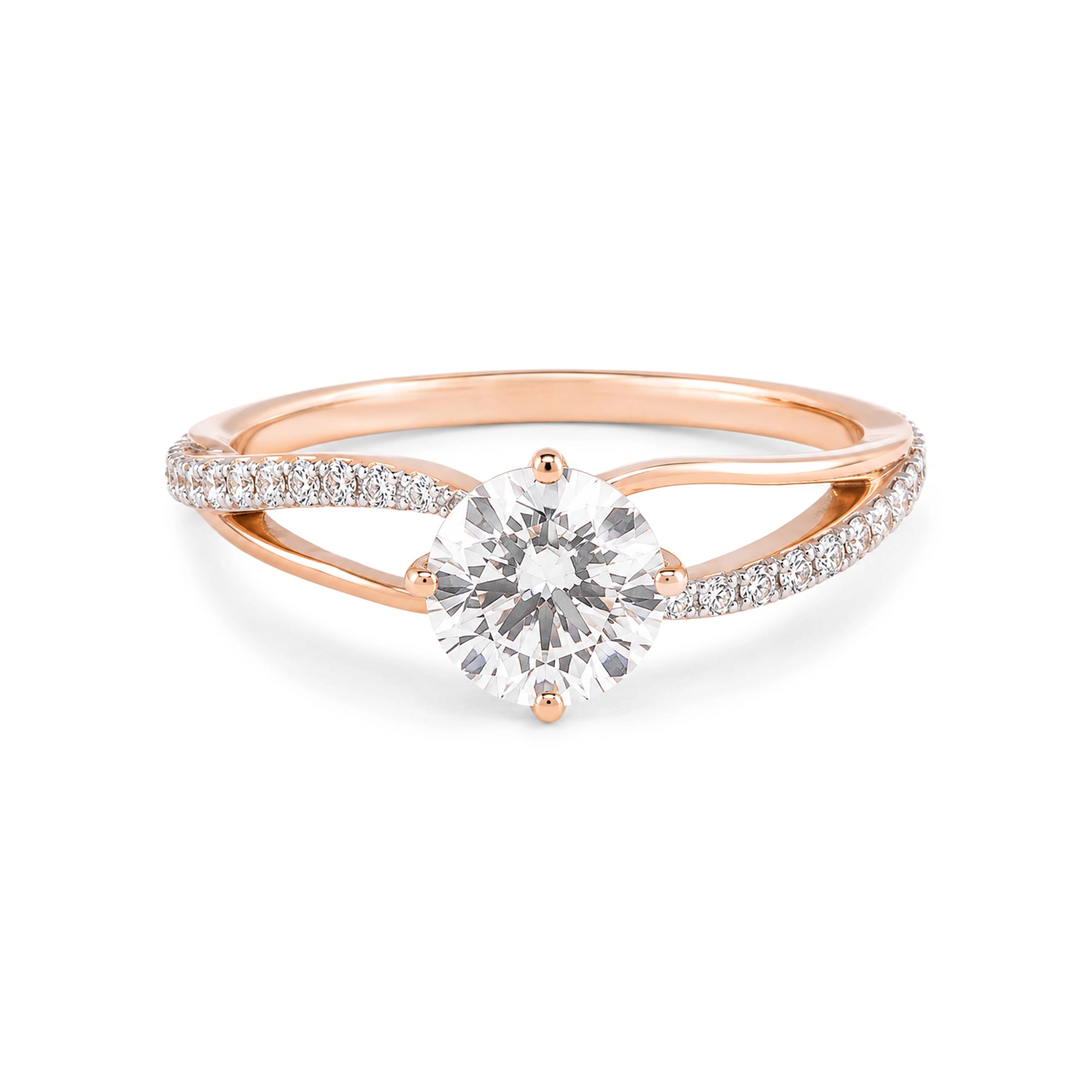 Split Shank Solitaire Ring, Rose Gold