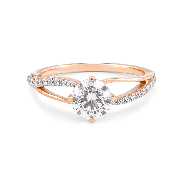 Split Shank Solitaire Ring, Rose Gold