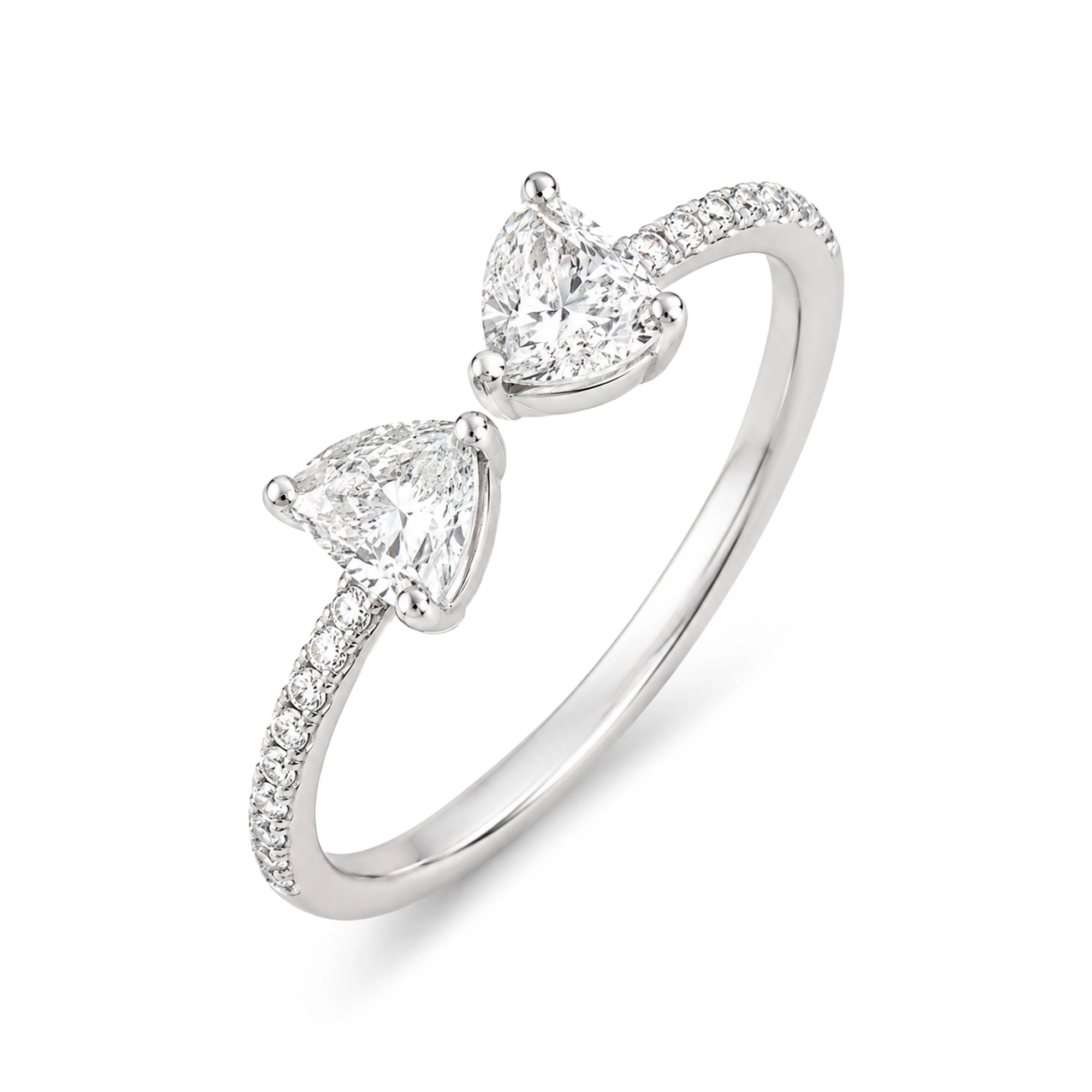 Pear Diamond Bow Ring, White Gold