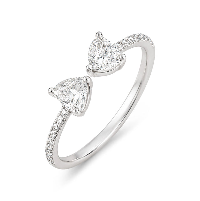 Pear Diamond Bow Ring, White Gold