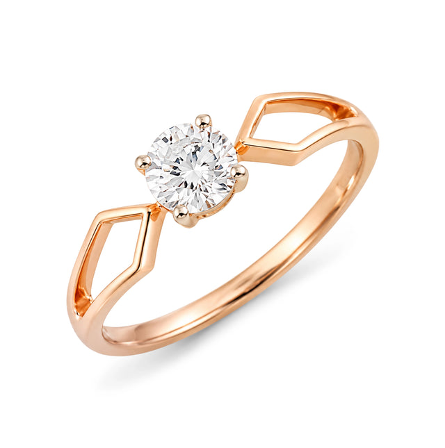 Crossover Solitaire Ring, Rose Gold