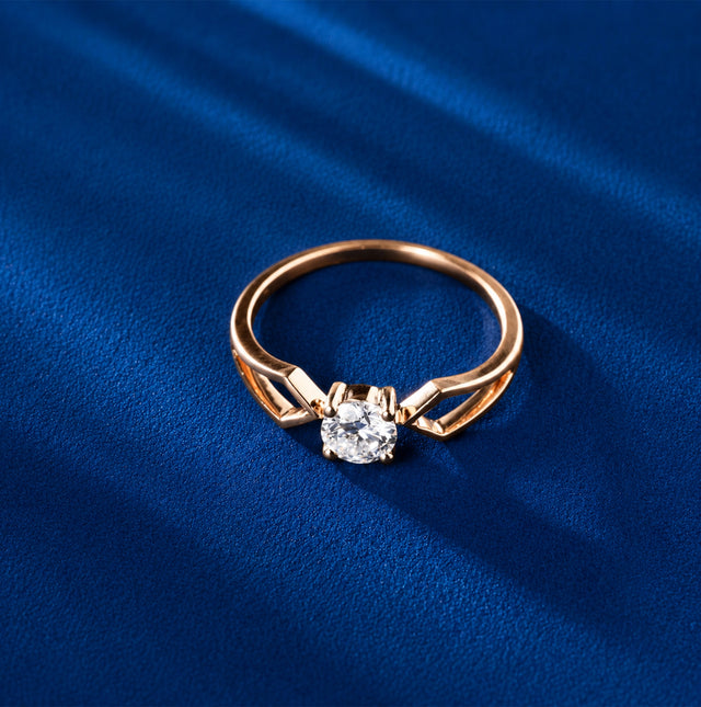 Crossover Solitaire Ring, Rose Gold