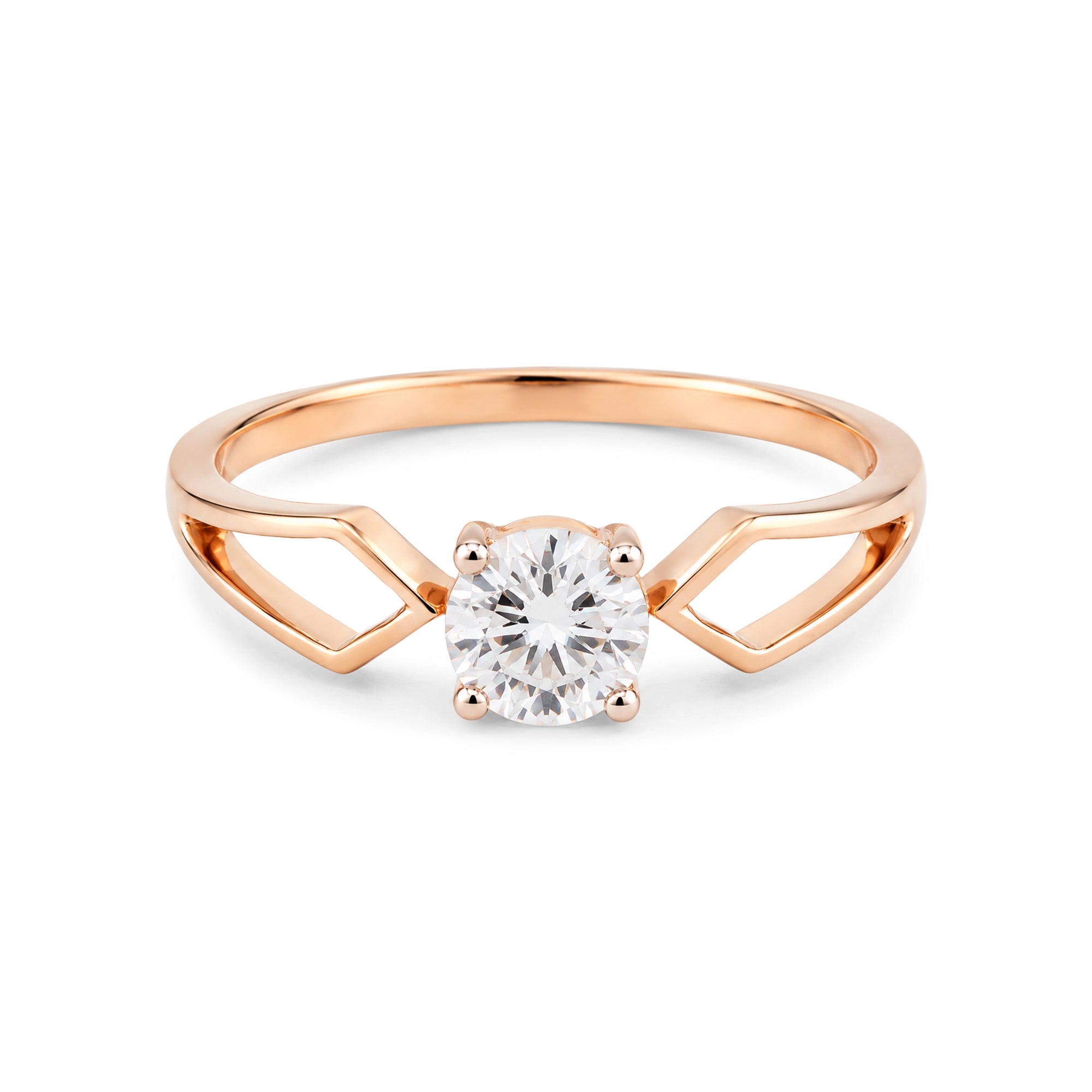 Crossover Solitaire Ring, Rose Gold