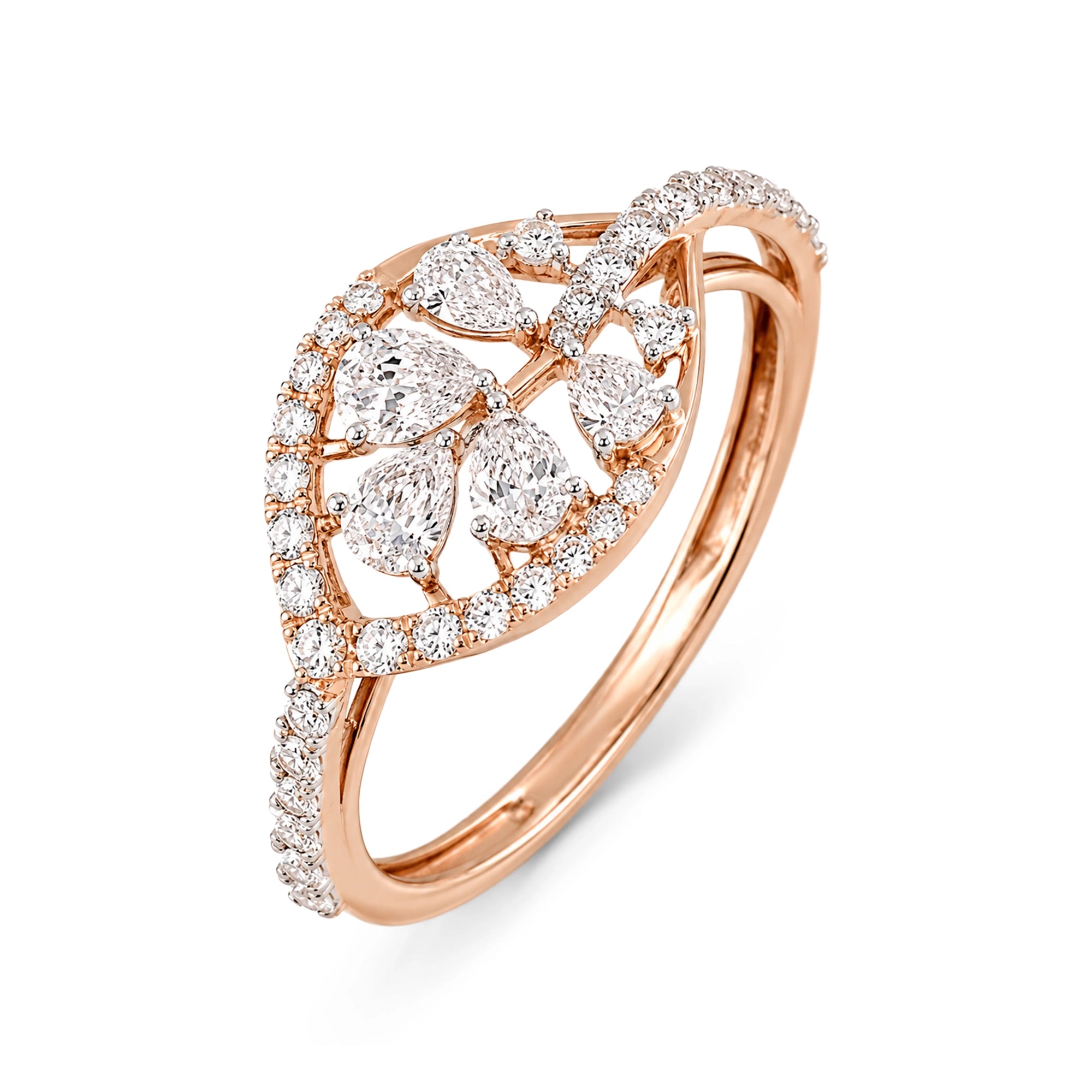 Marquise Cluster Twist Ring, Rose Gold