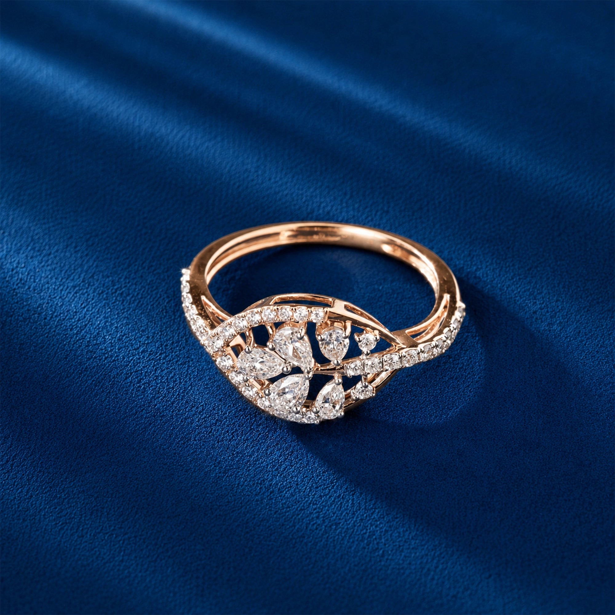 Marquise Cluster Twist Ring, Rose Gold