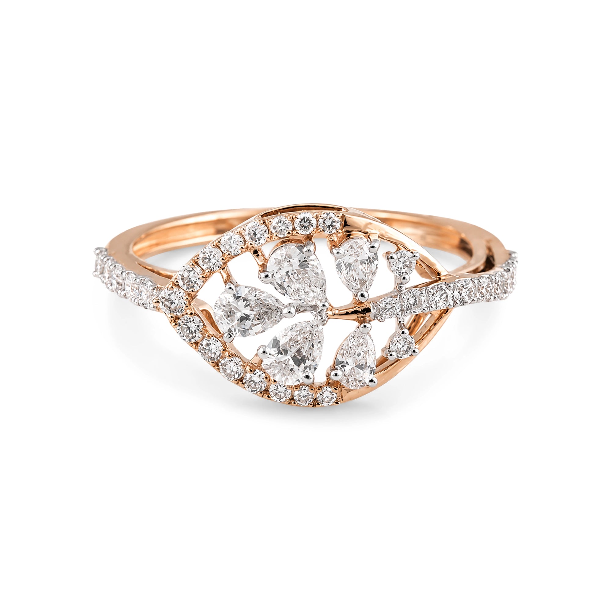 Marquise Cluster Twist Ring, Rose Gold