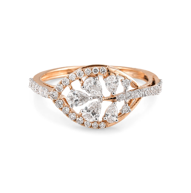 Marquise Cluster Twist Ring, Rose Gold