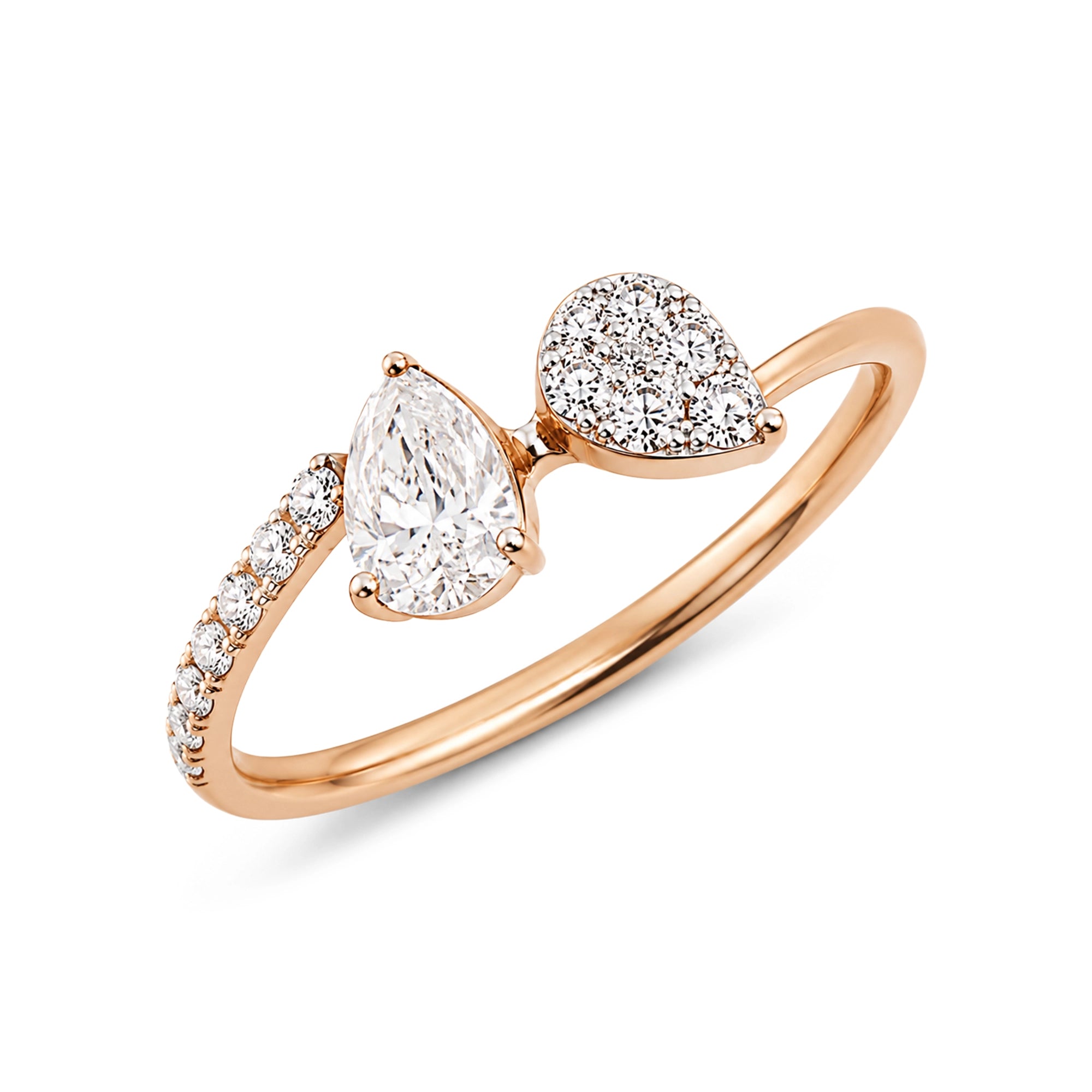 Toi et Moi Cluster Ring, Rose Gold