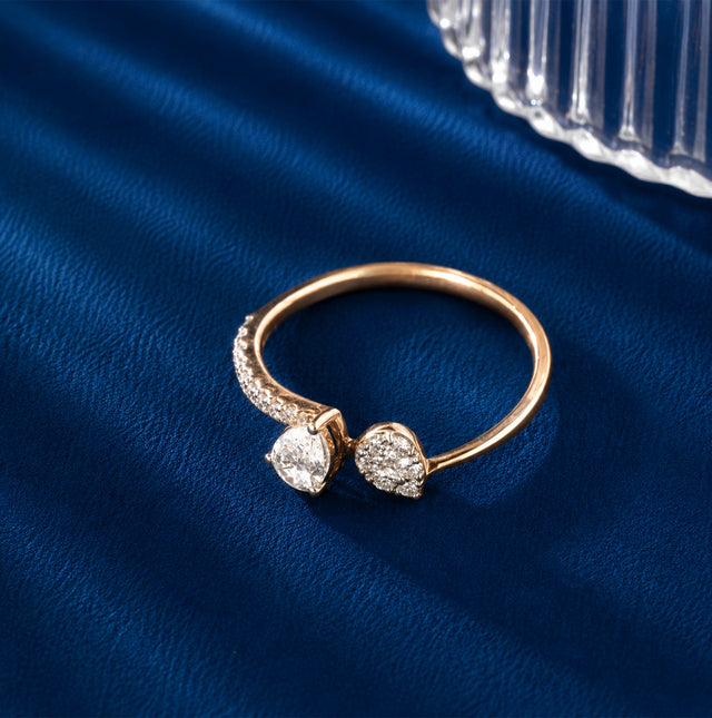 Toi et Moi Cluster Ring, Rose Gold