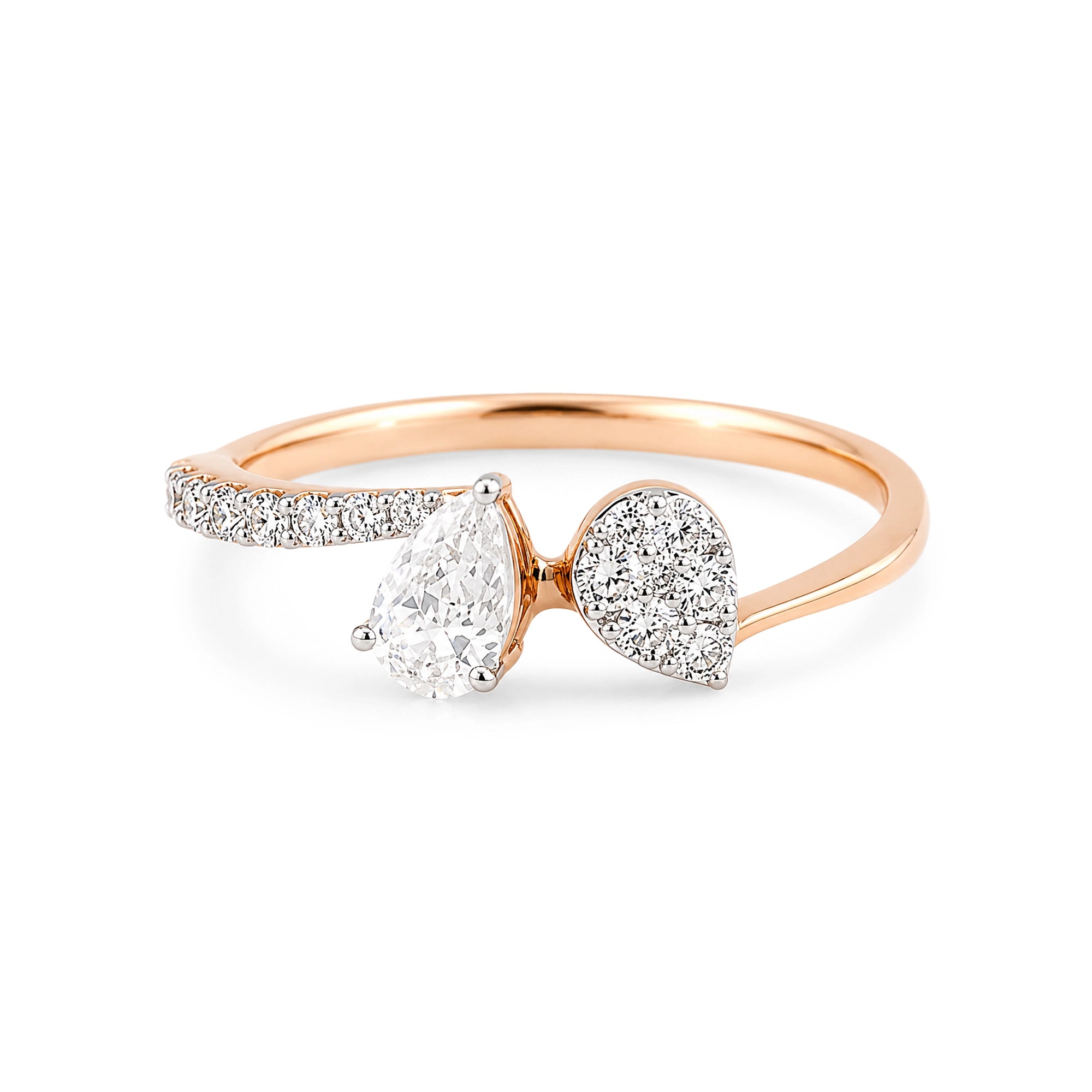 Toi et Moi Cluster Ring, Rose Gold