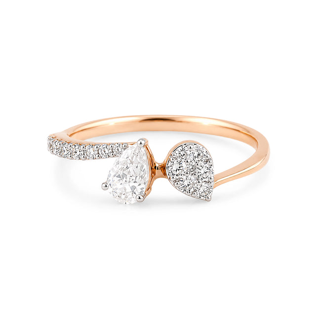 Toi et Moi Cluster Ring, Rose Gold