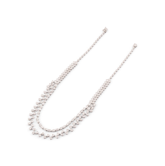 Pear & Baguette Alternating Double Strand Necklace