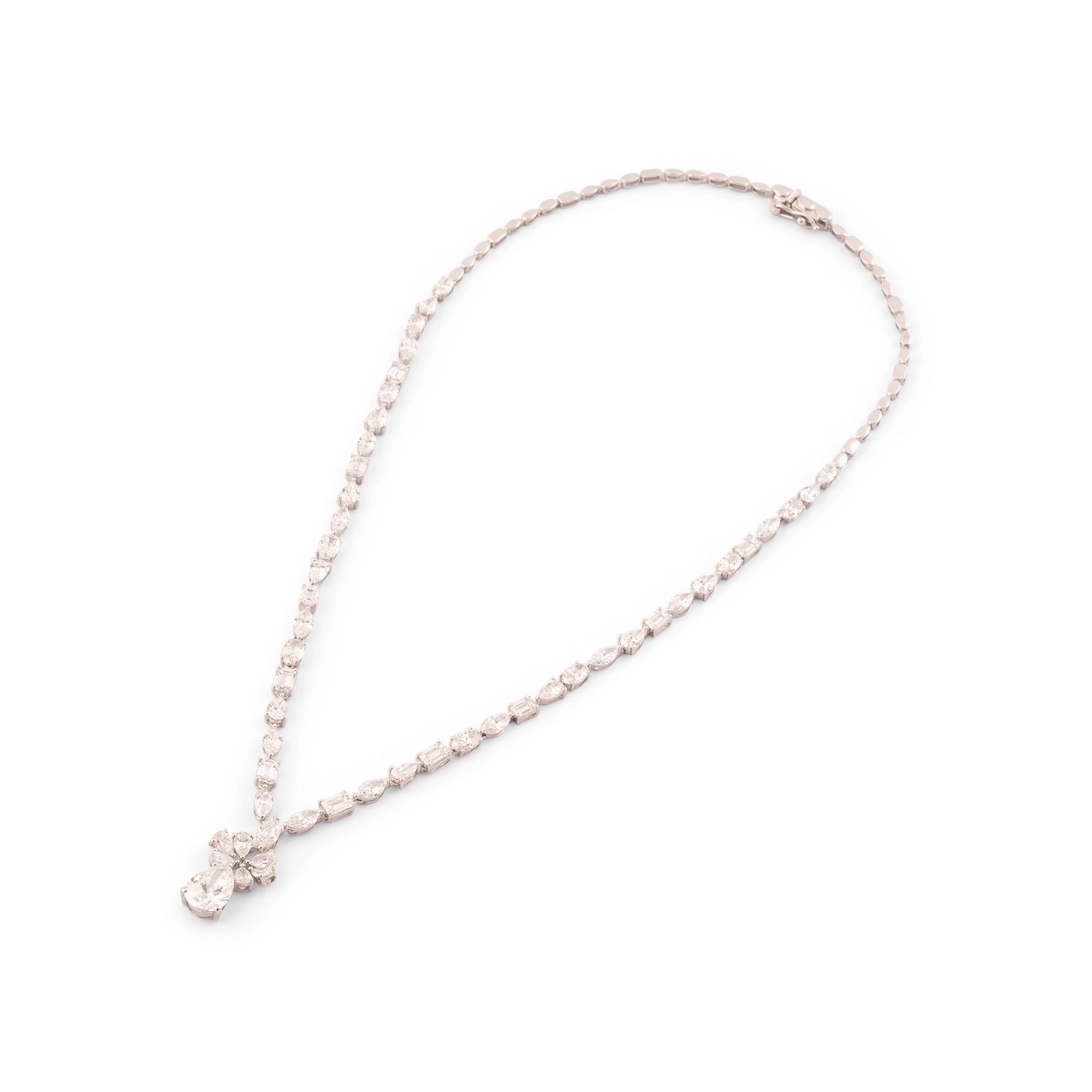 Mixed Fancy Cut Diamond Cluster Drop Necklace