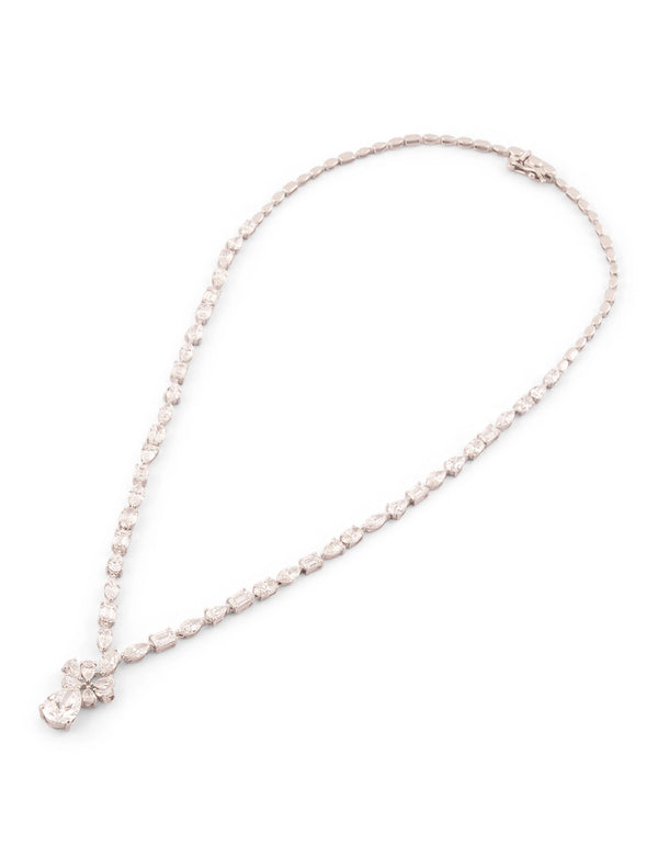 Mixed Fancy Cut Diamond Cluster Drop Necklace