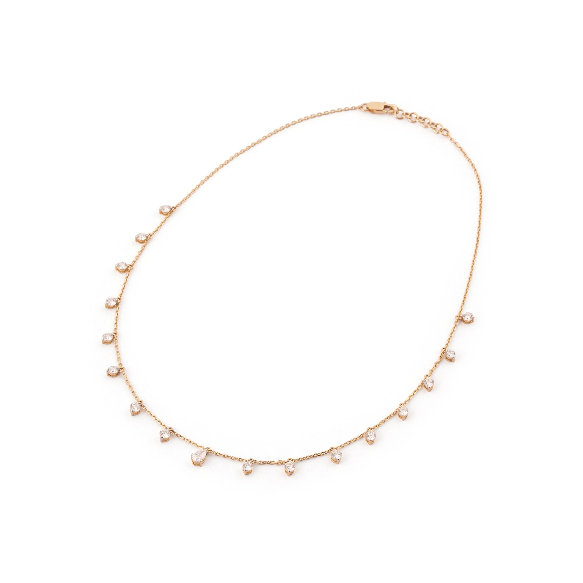 Round Brilliant Scatter Drop Chain Necklace