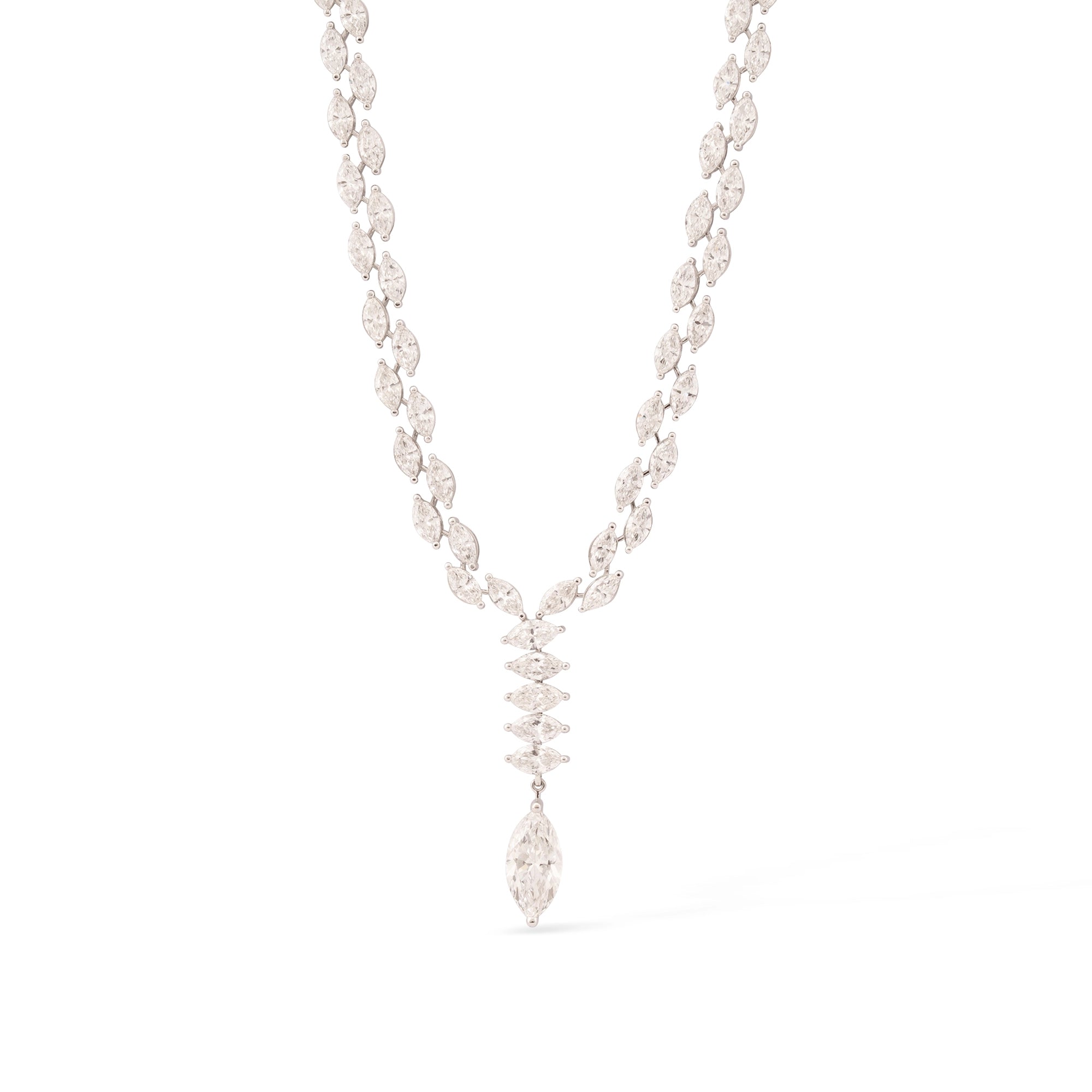 Marquise Cut Graduating Diamond Tennis Necklace