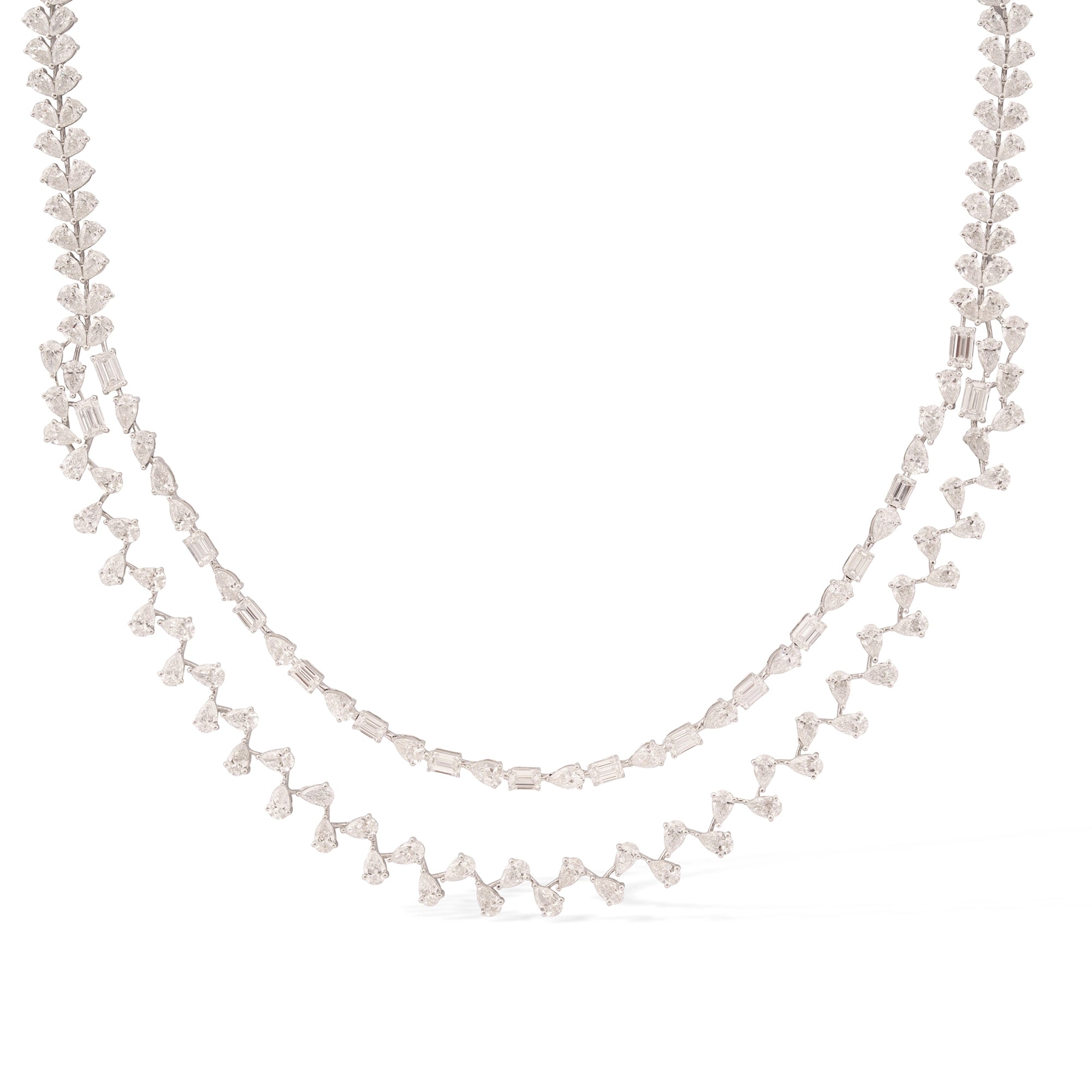 Pear & Baguette Alternating Double Strand Necklace