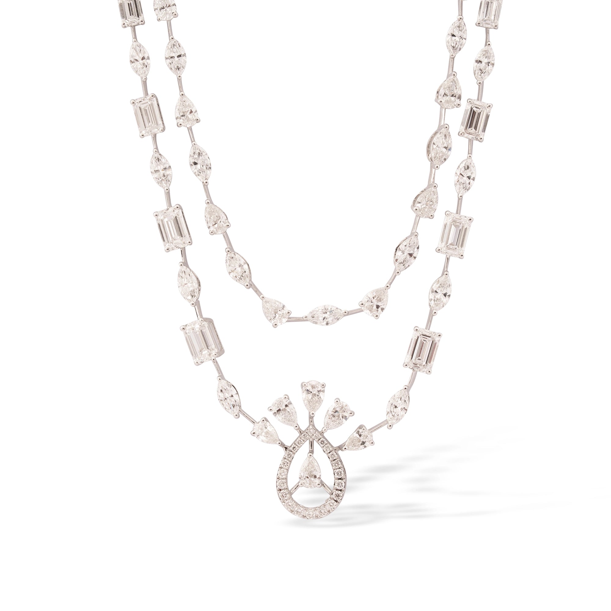 Mixed Fancy Cut Diamond Lariat Drop Necklace