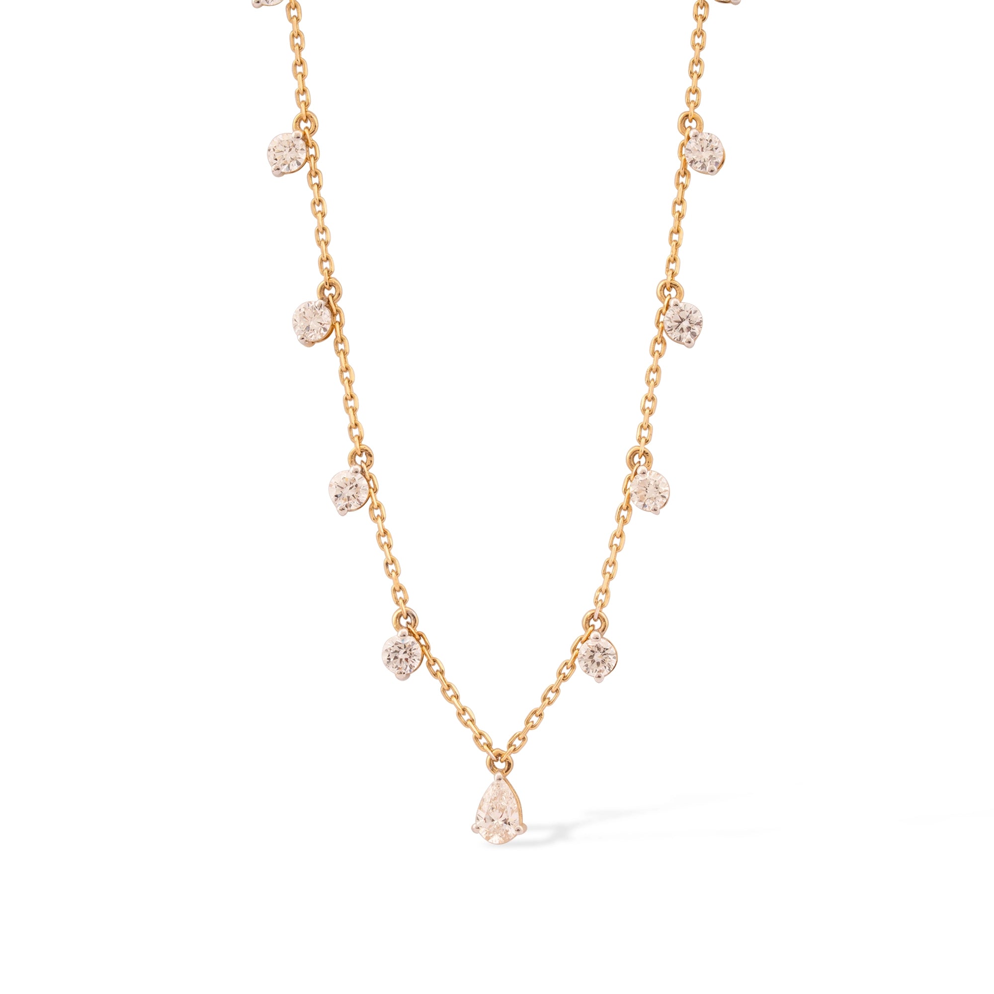 Round Brilliant Scatter Drop Chain Necklace