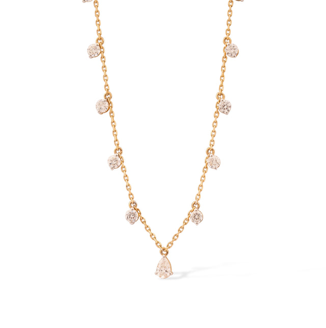 Round Brilliant Scatter Drop Chain Necklace