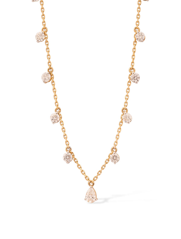 Round Brilliant Scatter Drop Chain Necklace