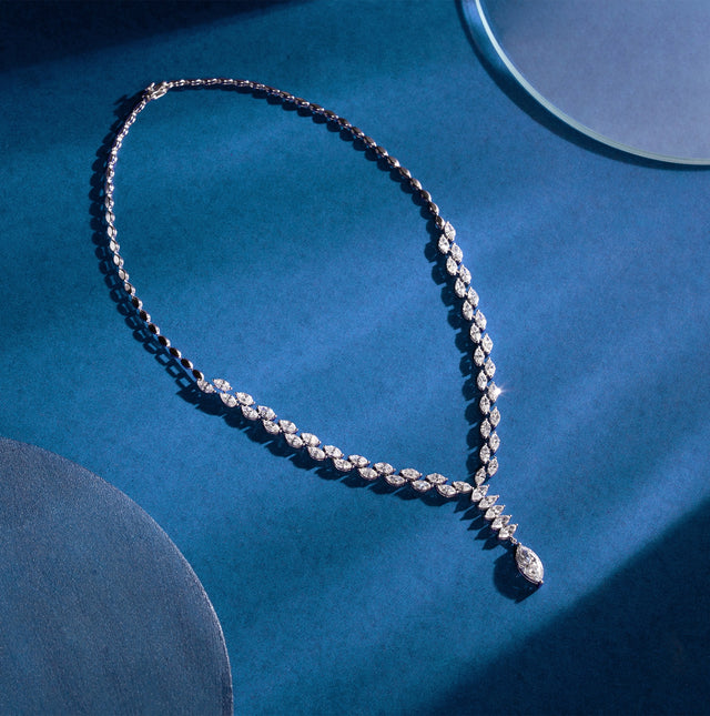 Marquise Cut Graduating Diamond Tennis Necklace