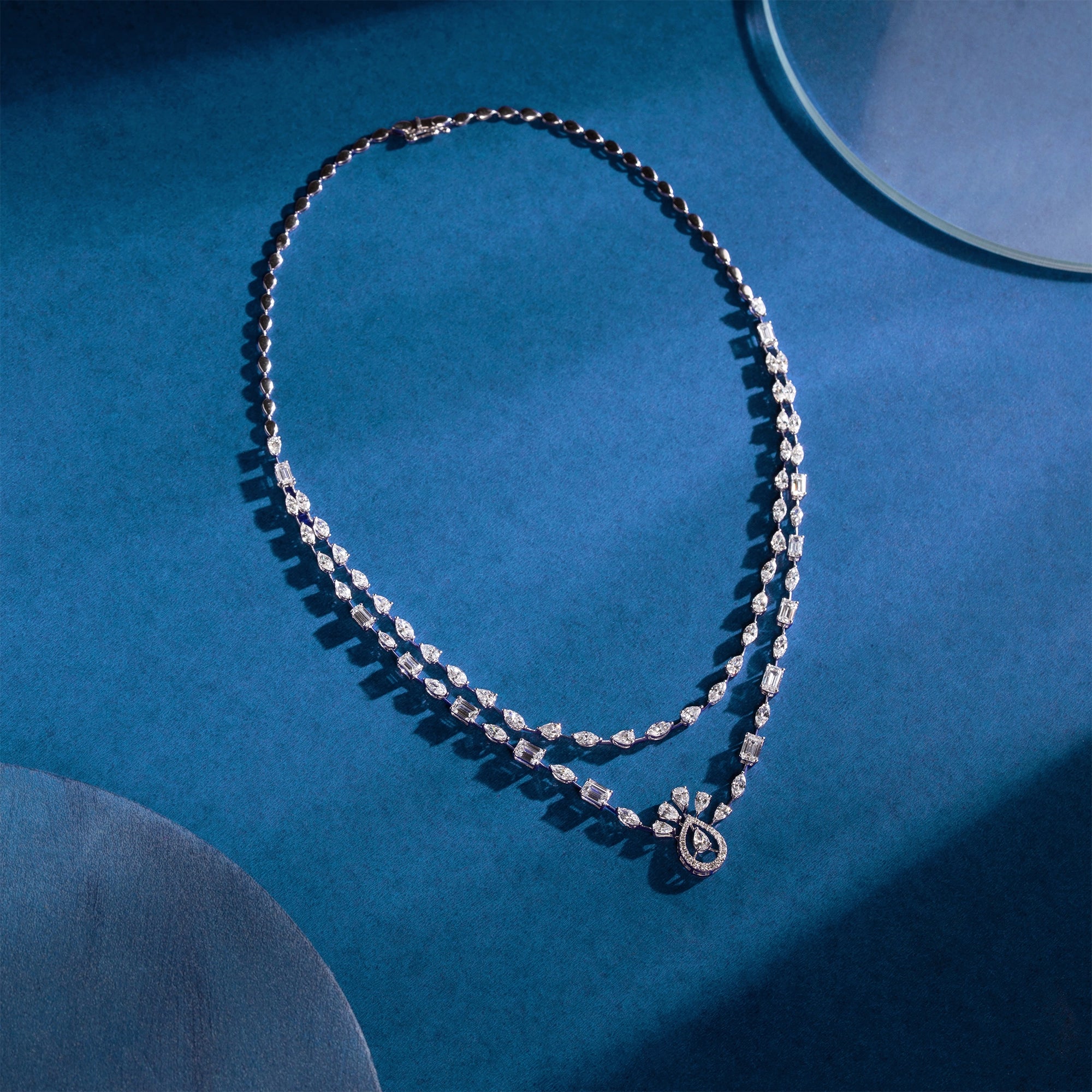 Mixed Fancy Cut Diamond Lariat Drop Necklace