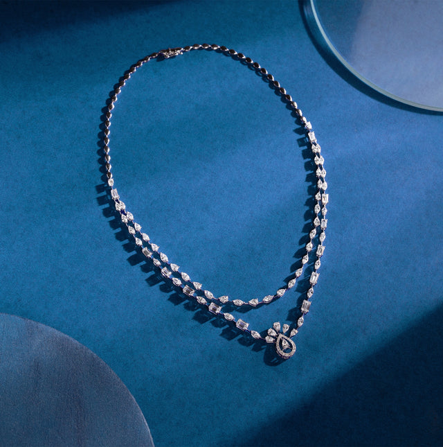 Mixed Fancy Cut Diamond Lariat Drop Necklace
